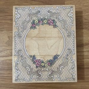 Stamps Happen Inc. Wood Rubber Mounted Rectangular Lace Frame #80145 EUC